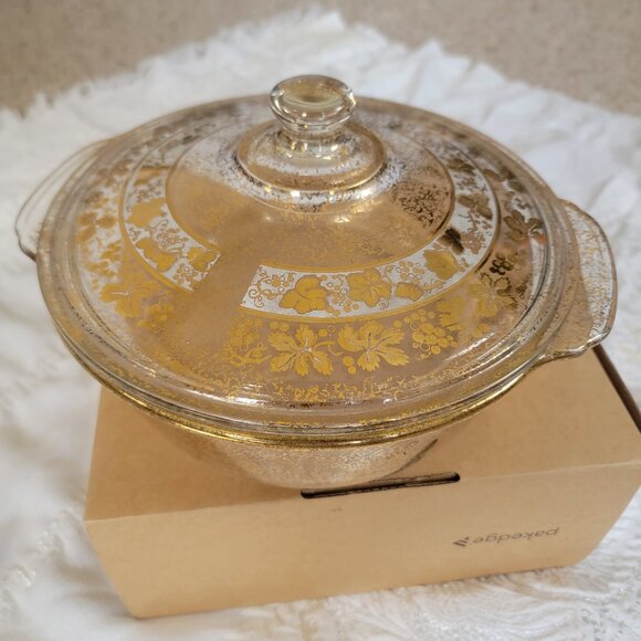 VTG 50s GEORGES BRIARD Fire King CHAFING DISH/CASSEROLE SERVING MCM - Picture 3 of 14